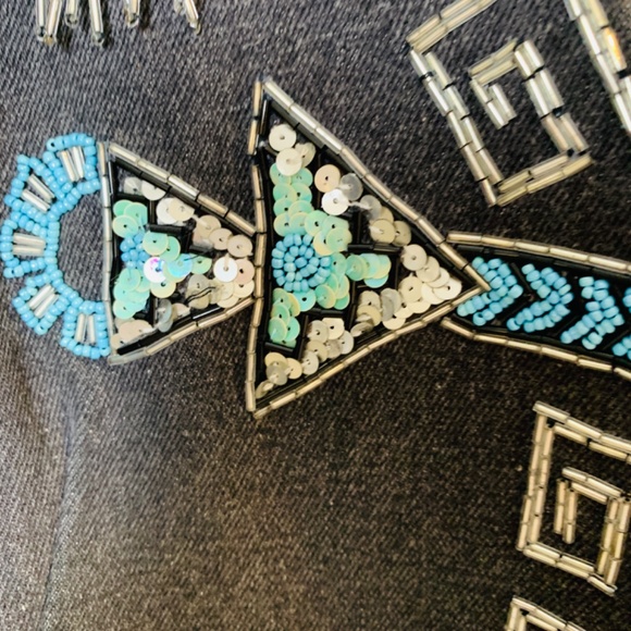 Vintage Boho Vest Turquoise Beading Sequins South Western Artsy Festival Hippie - Picture 11 of 16